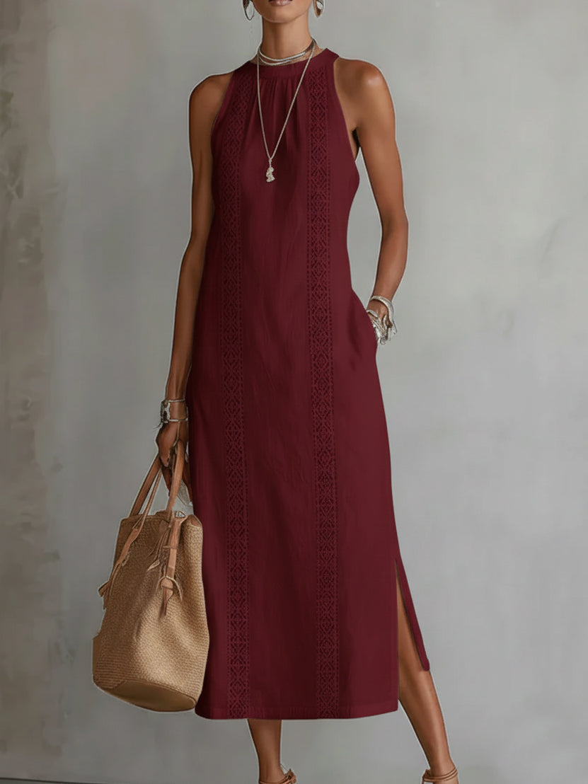 JIMENA | Robe Midi avec Col Mandarin