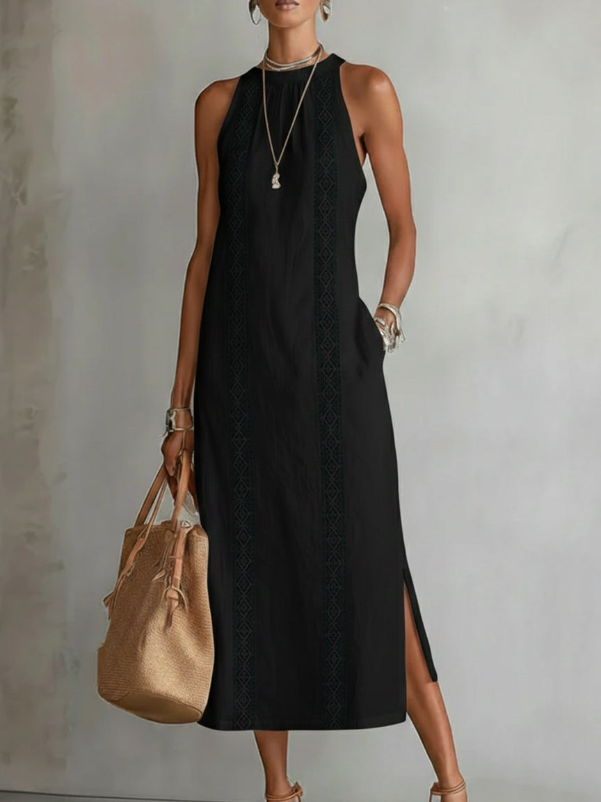 JIMENA | Robe Midi avec Col Mandarin