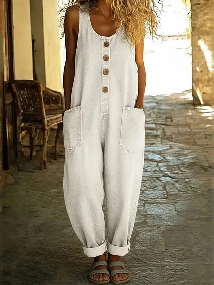 Saylor - Salopette en denim coton vintage délavé