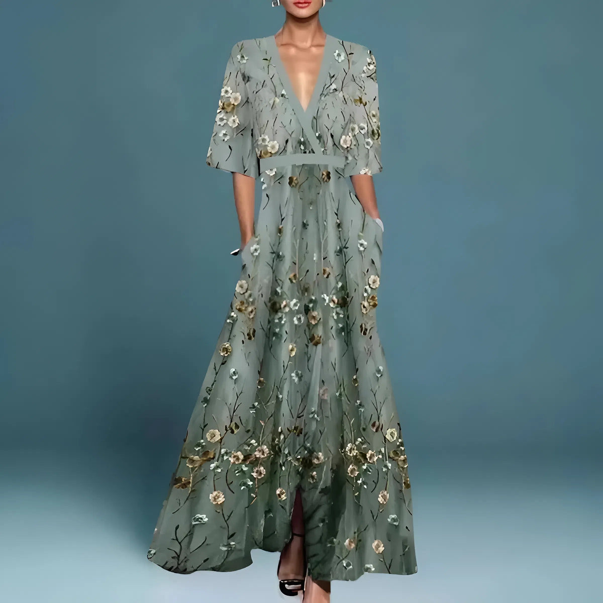 Valentina | Robe longue élégante avec décolleté profond
