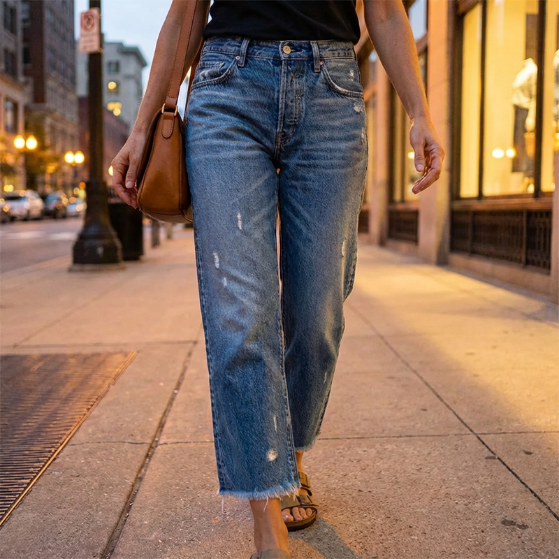 Danice | Jeans à jambe droite à coupe courte
